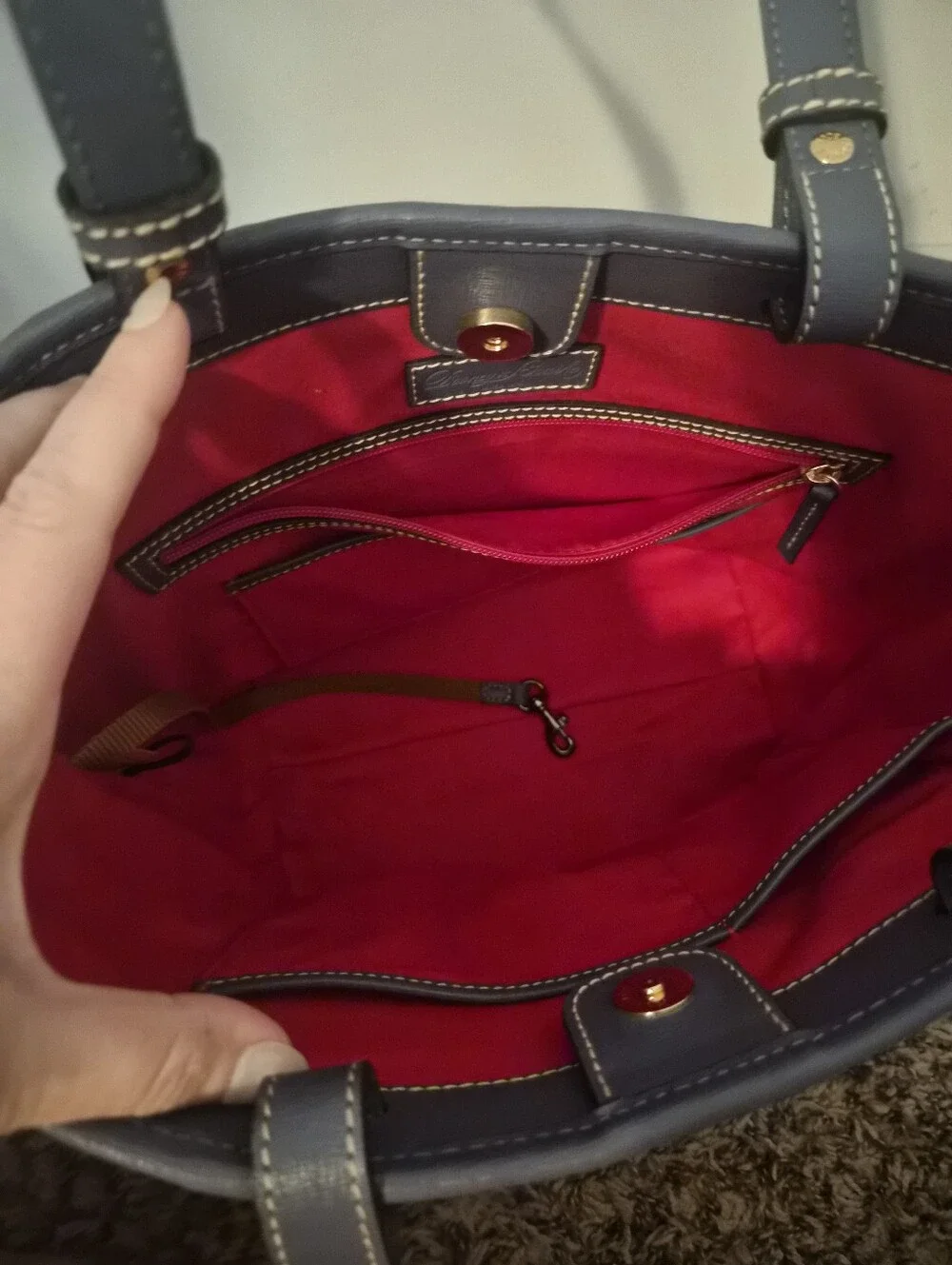 Like New Dooney and Bourke Grey Saffiano Leather Tote
